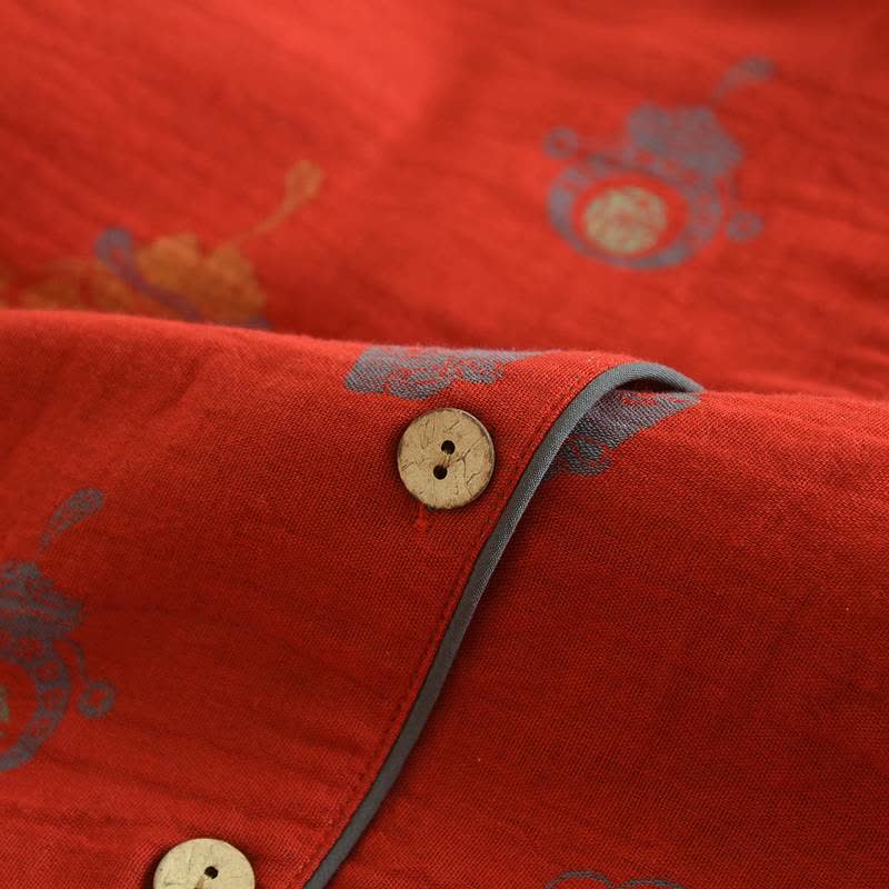 Red Cotton Fortune Pouch Loungewear Set - image 5