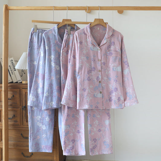 Wisteria Floral Cotton Gauze Sleep Set - image 0