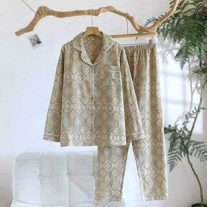 Minimal Cotton Piped Loungewear Set - Green - XL - image 1