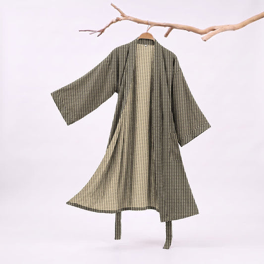 Geometric Chevron Cotton Jacquard Kimono Robe - image 0