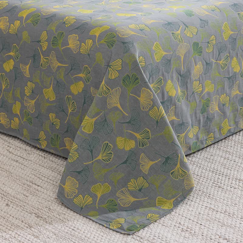 Vintage Green Ginkgo Leaf Cotton Reversible Bedding Set - image 19
