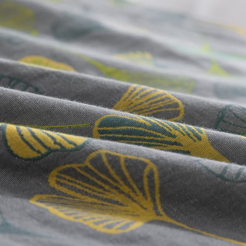Vintage Green Ginkgo Leaf Cotton Reversible Bedding Set - image 23