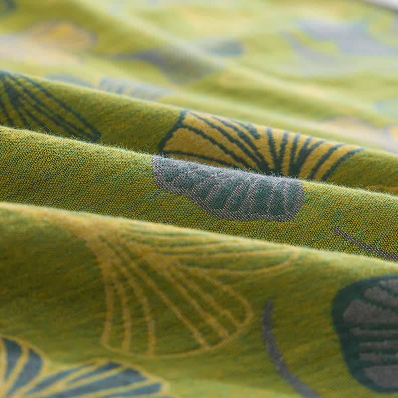 Vintage Green Ginkgo Leaf Cotton Reversible Bedding Set - image 11