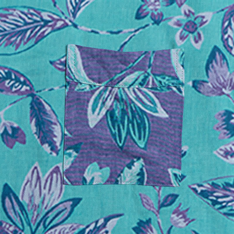 Blue & Purple Leaf Cotton Kimono Robe - image 5