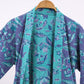 Blue & Purple Leaf Cotton Kimono Robe - image 8