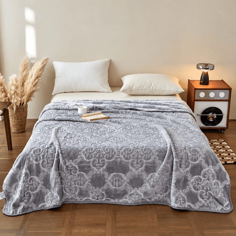 Multi-color Luxury Raschel Fleece Blanket - Light Gray - Blanket - 79" x 91" - image 20
