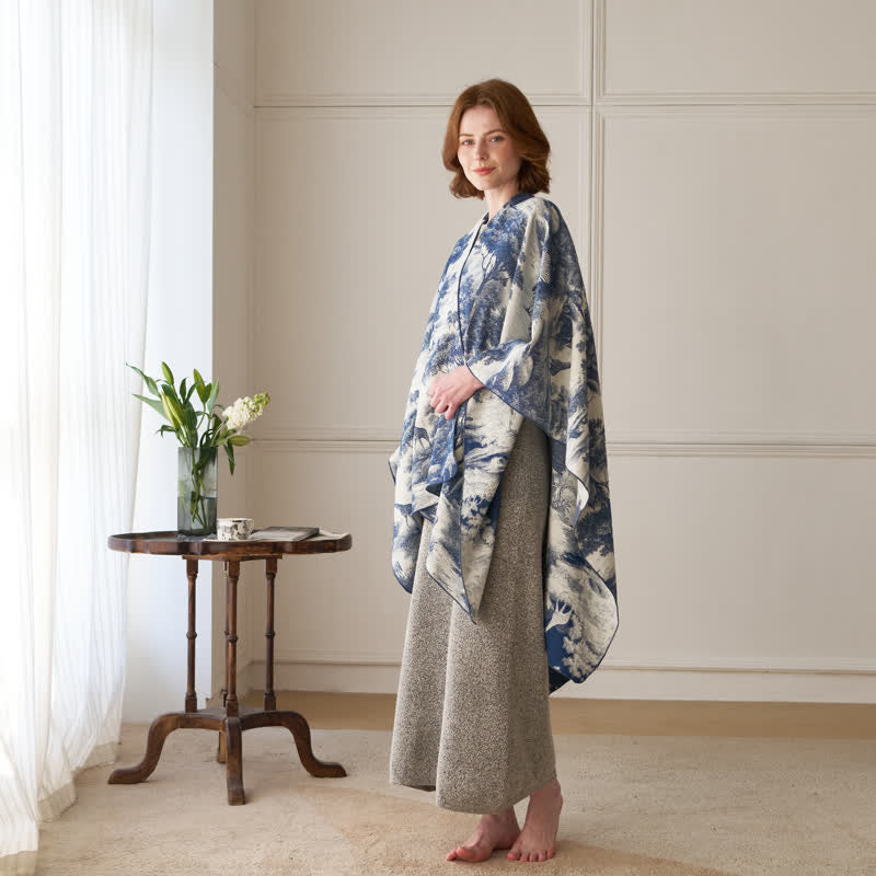 Vintage Jungle Toile Poncho Shawl Wrap - image 3