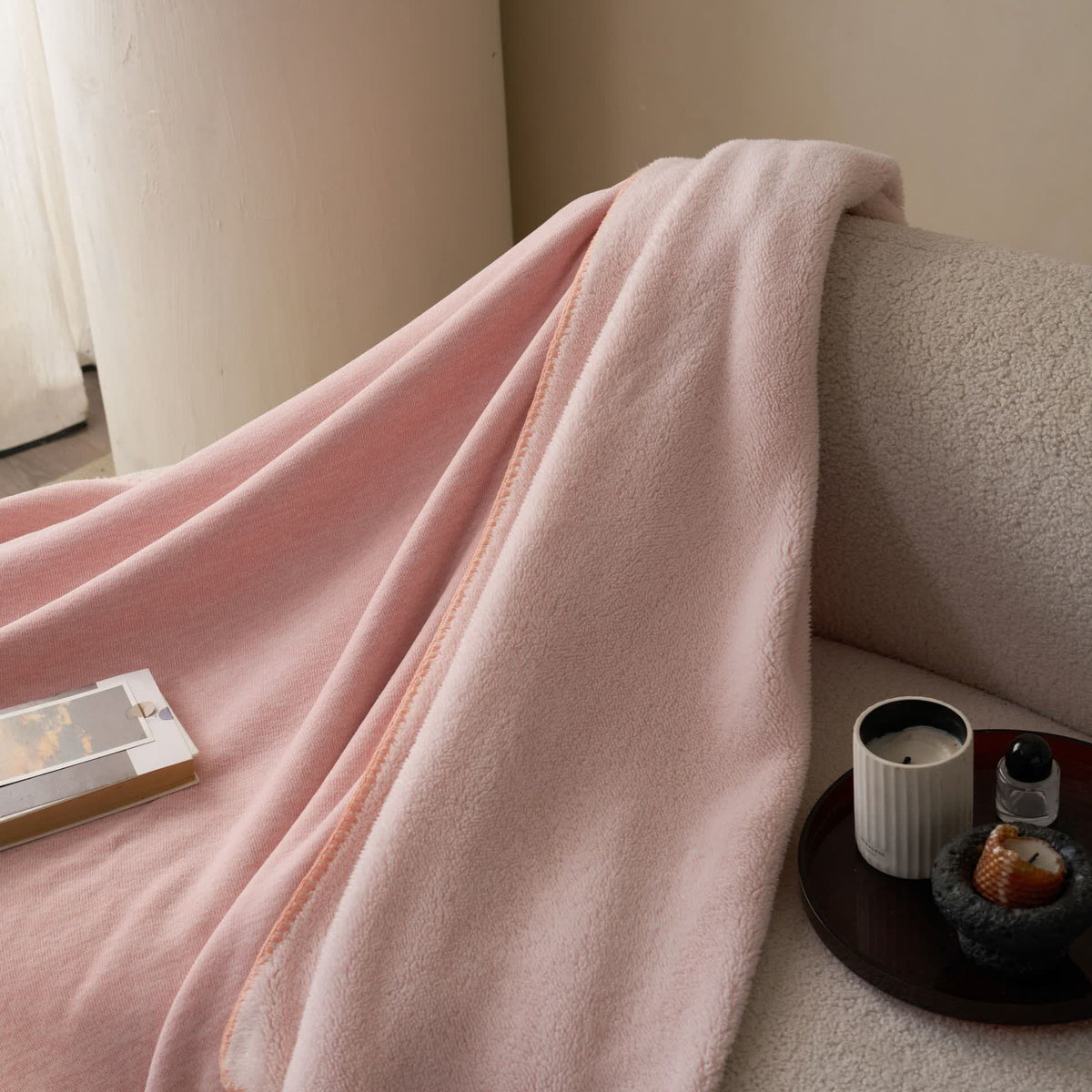 Minimalist Dual-Sided Sherpa Fleece Throw Blanket - image 15