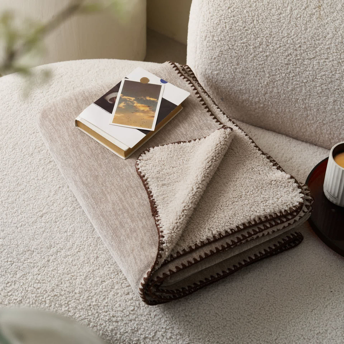 Minimalist Dual-Sided Sherpa Fleece Throw Blanket - image 10