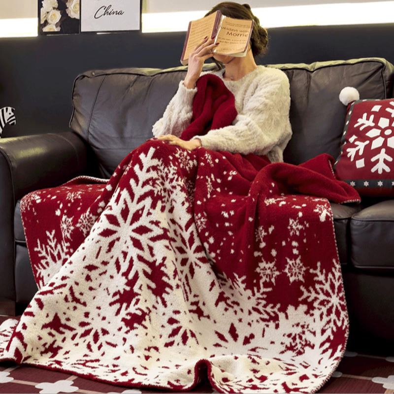 Christmas Red Snowflake Throw Blanket - image 2
