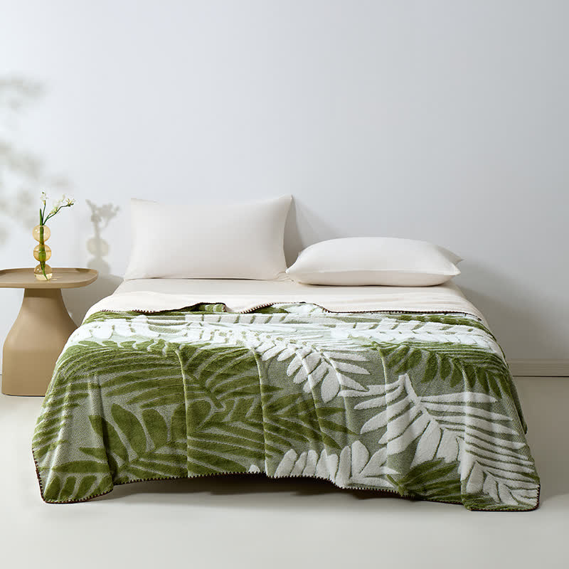 Modern Botanical Fleece Throw Blanket - Green - 79"W x 90"L - image 22