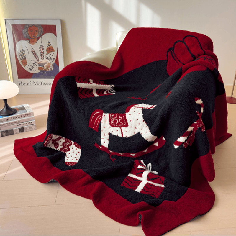 Christmas Rocking Horse Jacquard Throw Blanket - Rocking Horse - 51" x 67" - image 0