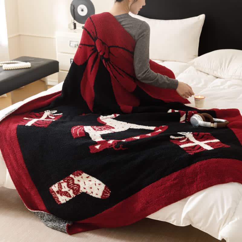 Christmas Rocking Horse Jacquard Throw Blanket - image 4