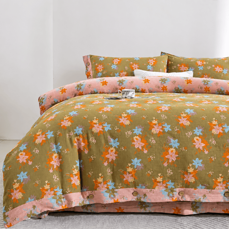 Crabapple Blossom Cotton Duvet Cover Bedding Set - image 1