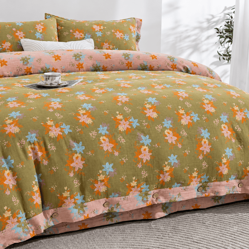 Crabapple Blossom Cotton Duvet Cover Bedding Set - image 2