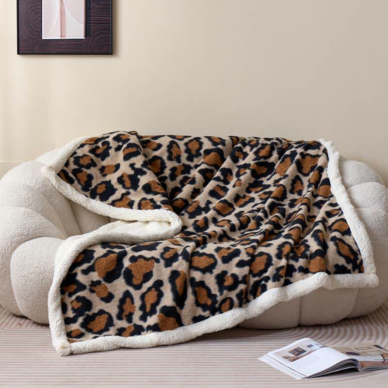 Classic Leopard Fluffy Sherpa Throw Blanket - image 2