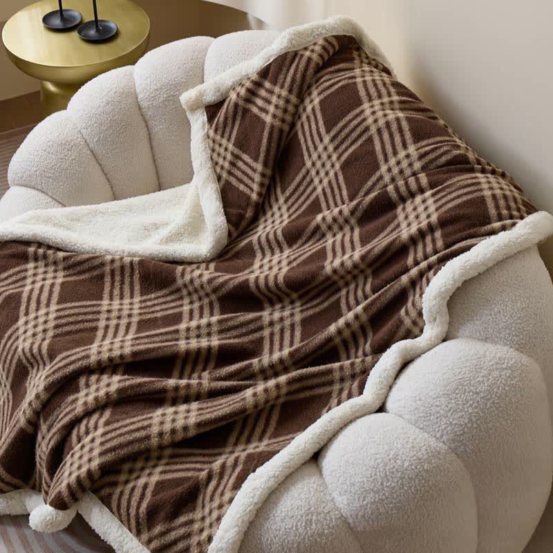 Plaid Grid Plush Fleece Throw Blanket - image 4