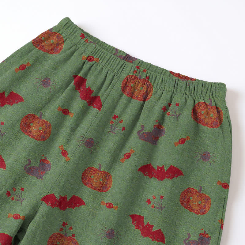 Halloween Pumpkin Bat Cotton Loungewear Set - image 12