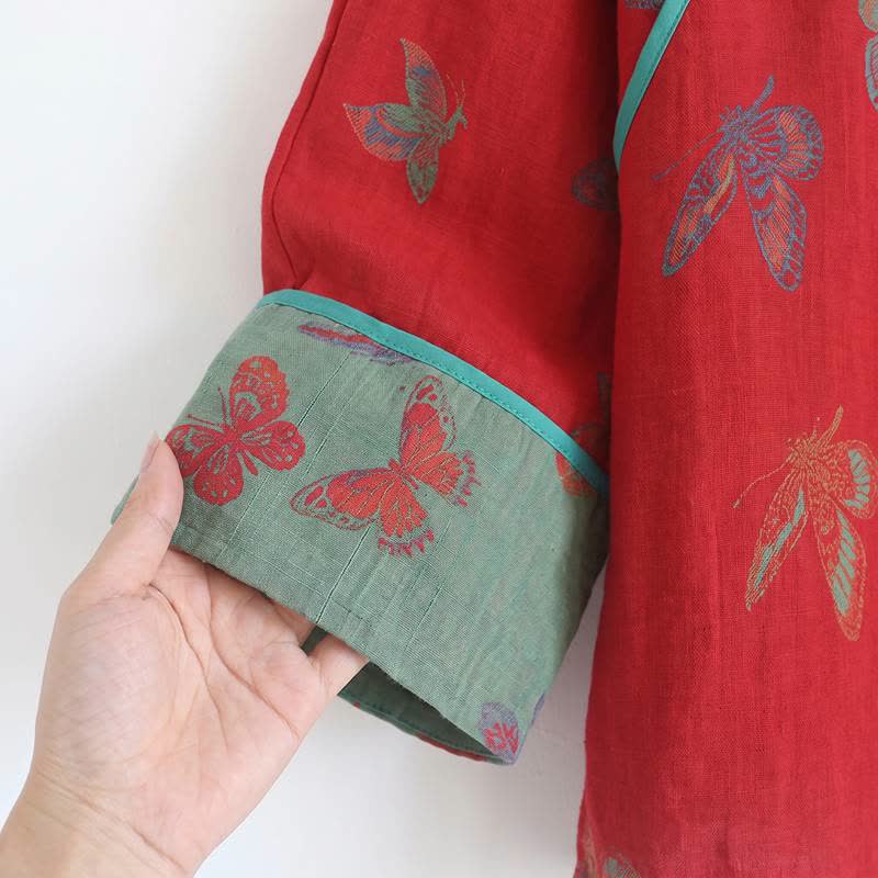 Vintage Butterfly Cotton Frog Button Pajama Set - image 3