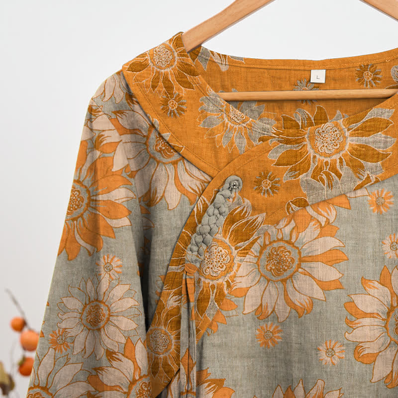 Oriental Sunflower Cotton Pajama Set - image 8