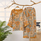 Oriental Sunflower Cotton Pajama Set - Light Gray - XXL - image 6