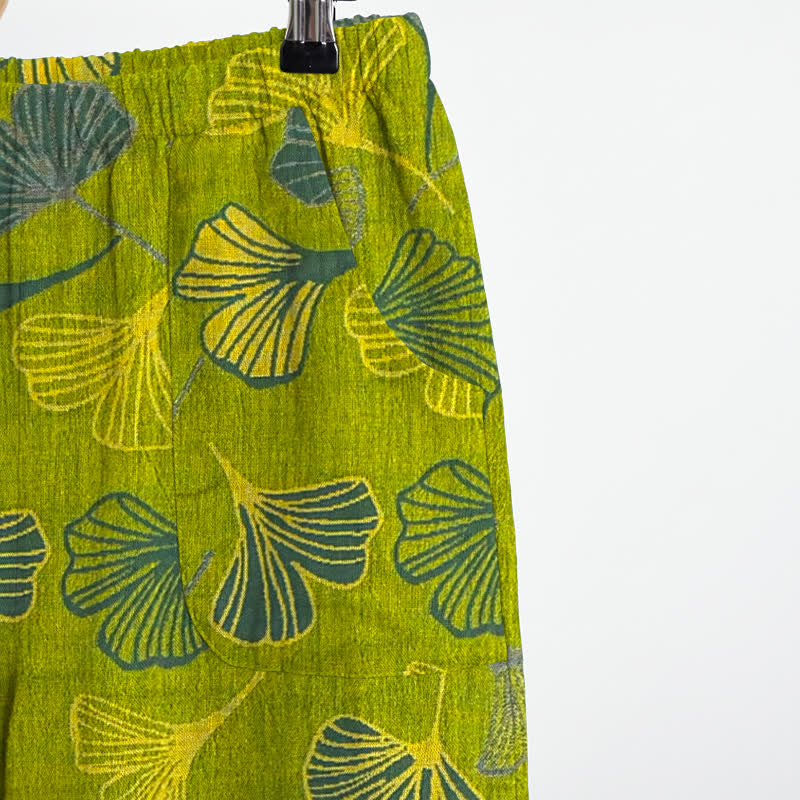 Oriental Ginkgo Leaf Cotton Pajama Set - image 4