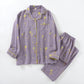 Floral Cotton Piped Loungewear Set - Purple - XXL - image 13