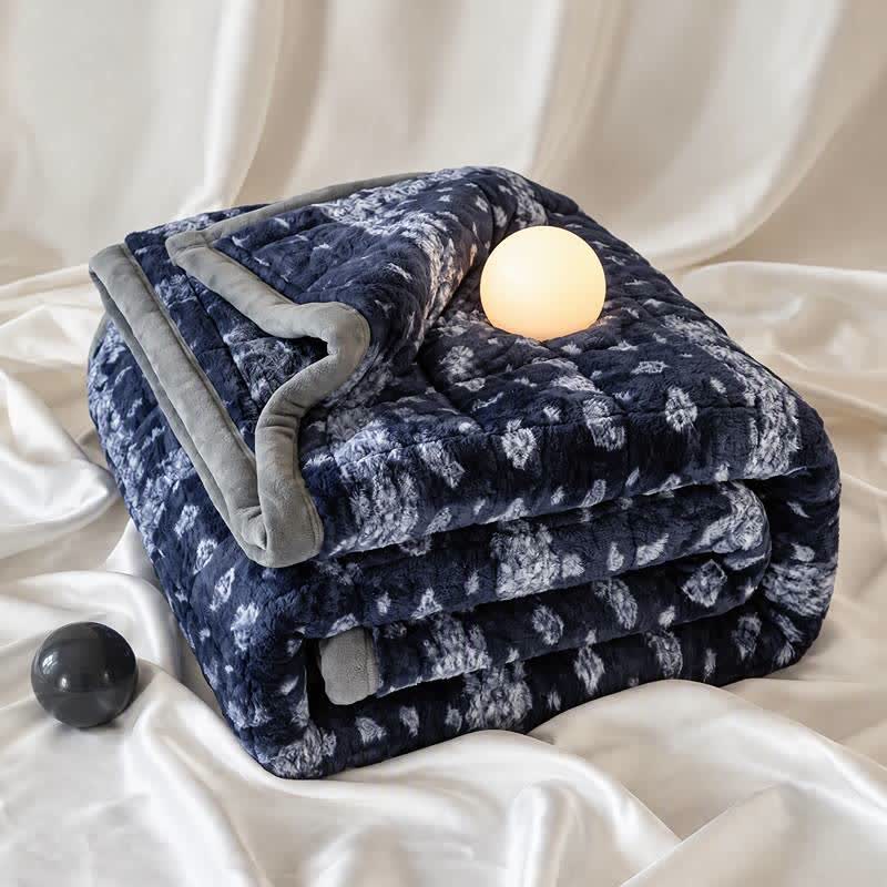 Blue Snowflake Quilted Fluffy Blanket - image 5