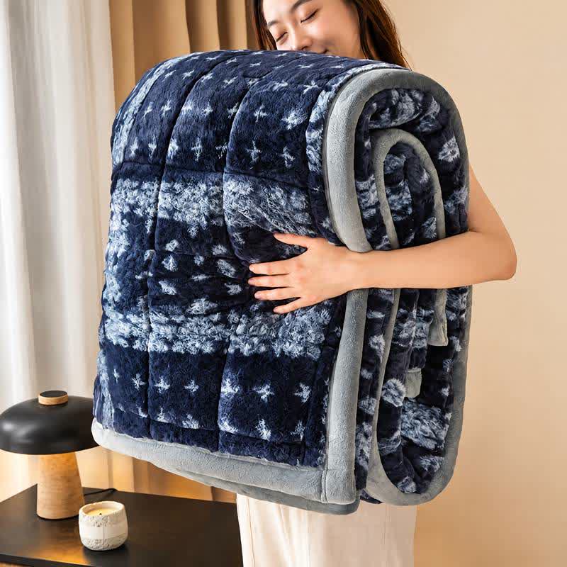 Blue Snowflake Quilted Fluffy Blanket - image 1