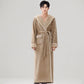 Cozy Plush Sherpa Hooded Long Bathrobe - Khaki - Men XL - image 4
