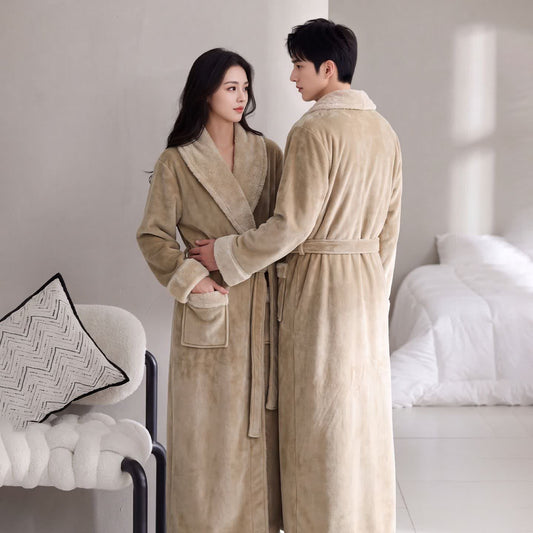 Cozy Shawl Collar Fleece Lounge Bathrobe - image 0