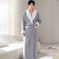 Cozy Shawl Collar Fleece Lounge Bathrobe - Light Gray - Men XL - image 6