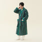 Longline Striped Fleece Kimono Bathrobe - Dark Green - Men 2XL - image 5