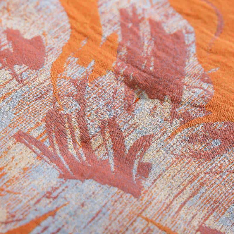 Reversible Orange & Blue Flower Cotton Quilt - image 8
