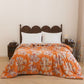 Reversible Orange & Blue Flower Cotton Quilt - image 13