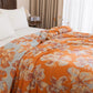 Reversible Orange & Blue Flower Cotton Quilt - image 15
