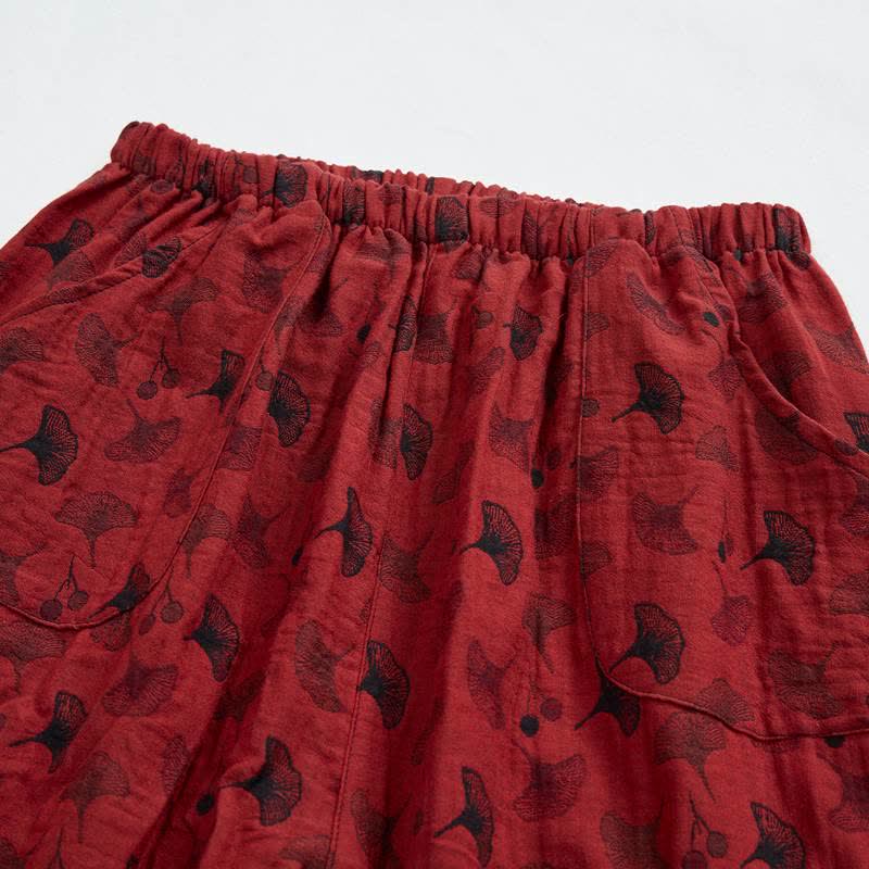 Vintage Ginkgo Leaf Cotton Harem Pants - image 3