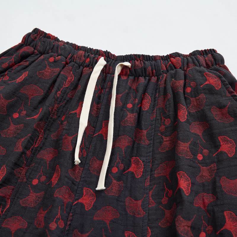 Vintage Ginkgo Leaf Cotton Harem Pants - image 11