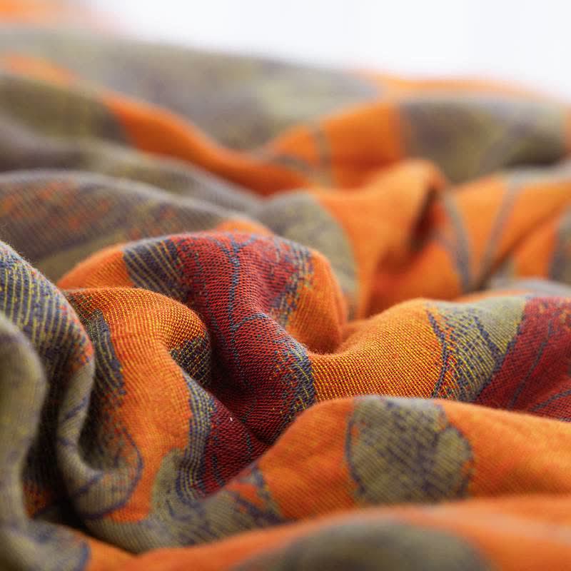 Orange Autumn Leaf Cotton Gauze Quilt - image 12