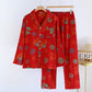 Festive Red Cotton Gauze Couple Pajama Set - Red - Men 2XL - image 13