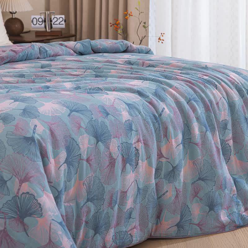 Reversible Ginkgo Leaf Cotton Gauze Quilt - image 10