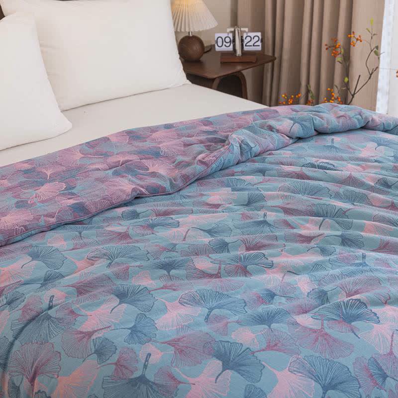 Reversible Ginkgo Leaf Cotton Gauze Quilt - image 9