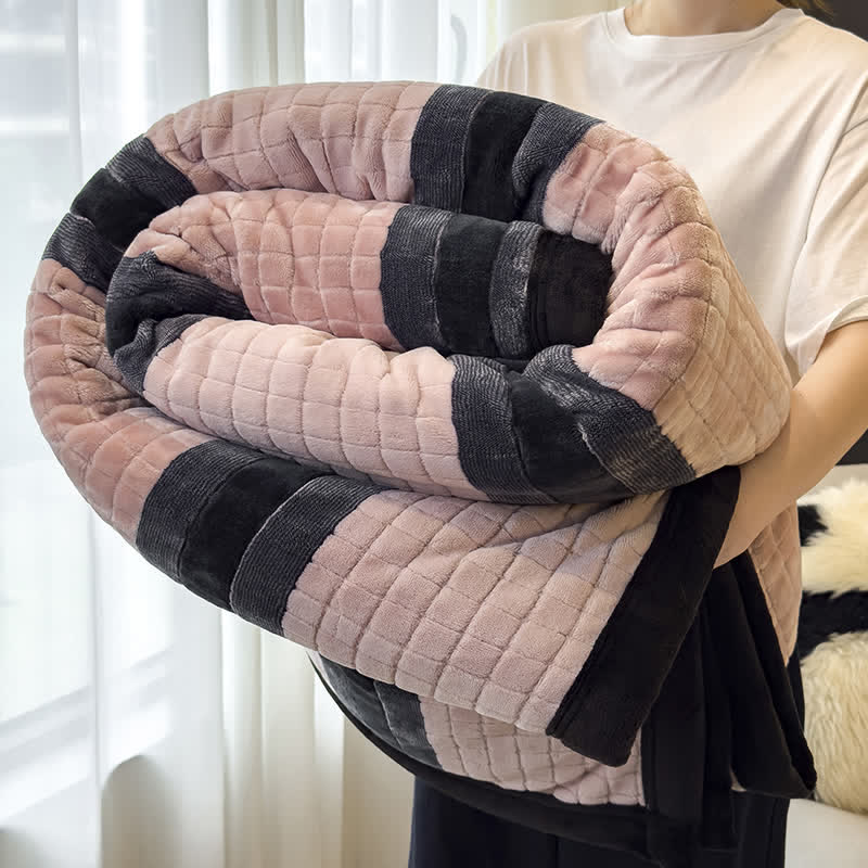 Geometric Grid Stripe Soft Throw Blanket - Pink - 79" x 91" - image 10
