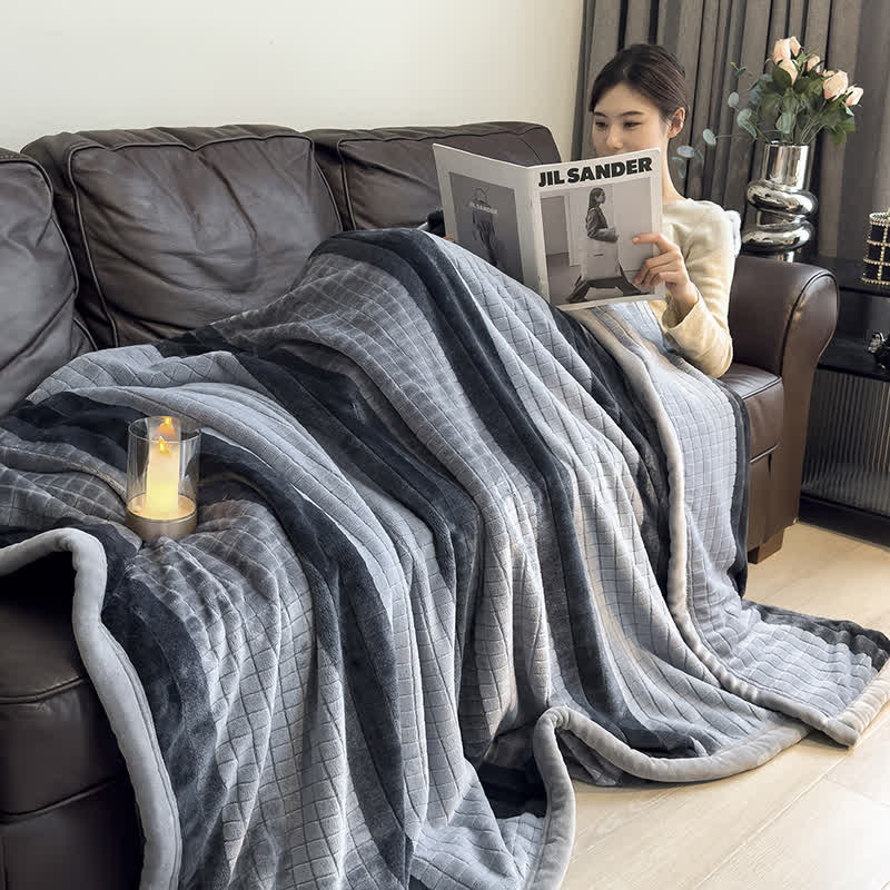 Geometric Grid Stripe Soft Throw Blanket - image 39