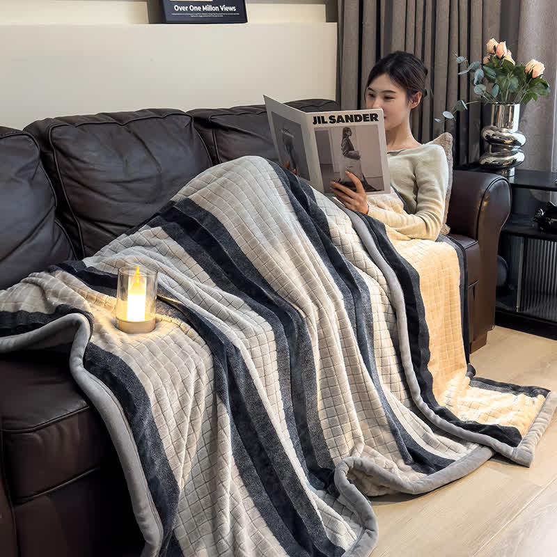 Geometric Grid Stripe Soft Throw Blanket - image 59