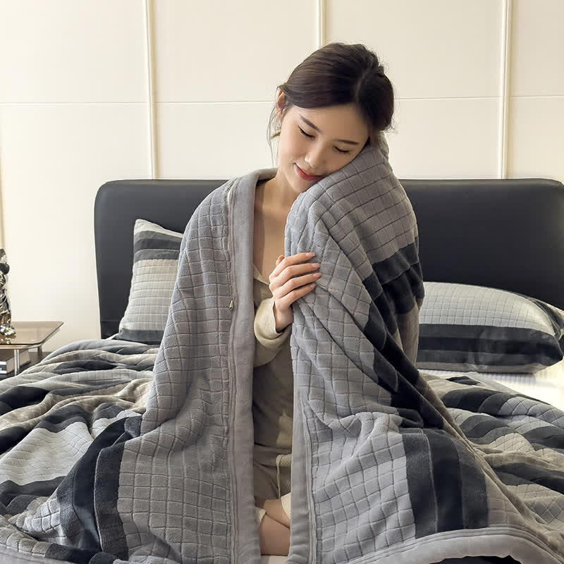 Geometric Grid Stripe Soft Throw Blanket - image 68