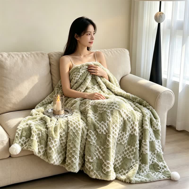 Checkered Grid Reversible Throw Blanket - image 6