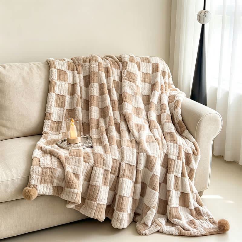 Modern Block Grid Cozy Reversible Blanket - image 5
