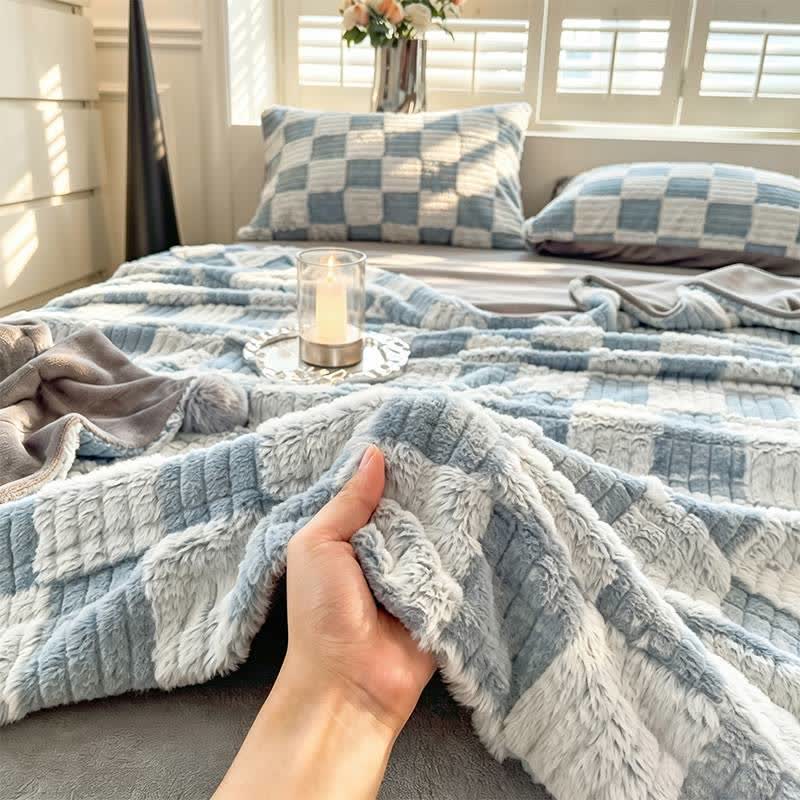 Modern Block Grid Cozy Reversible Blanket - image 31