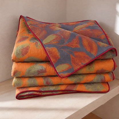 Orange Autumn Leaf Cotton Gauze Quilt - Orange - Summer Quilt - King - image 0